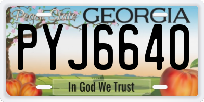 GA license plate PYJ6640