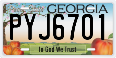 GA license plate PYJ6701