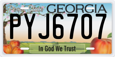 GA license plate PYJ6707