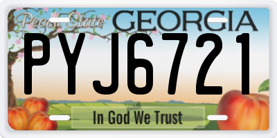 GA license plate PYJ6721