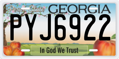 GA license plate PYJ6922