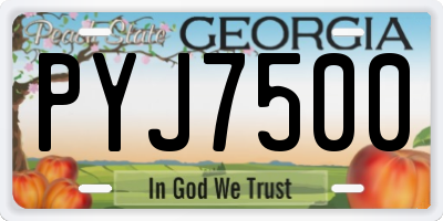 GA license plate PYJ7500