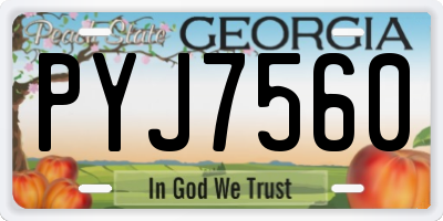 GA license plate PYJ7560