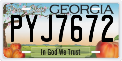 GA license plate PYJ7672