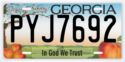 GA license plate PYJ7692