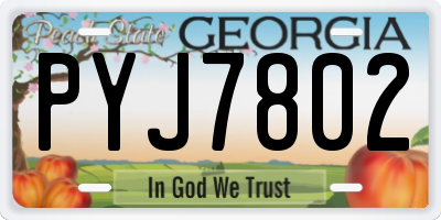 GA license plate PYJ7802