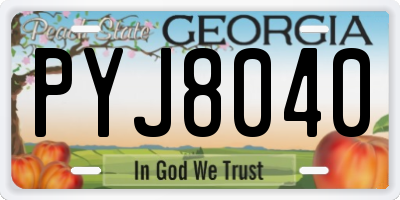 GA license plate PYJ8040