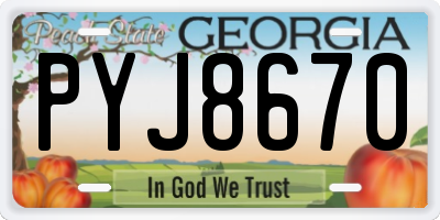GA license plate PYJ8670