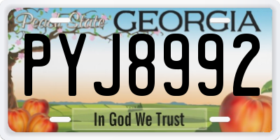 GA license plate PYJ8992