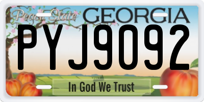 GA license plate PYJ9092