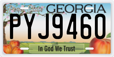 GA license plate PYJ9460