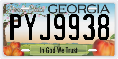 GA license plate PYJ9938
