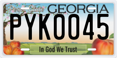 GA license plate PYK0045