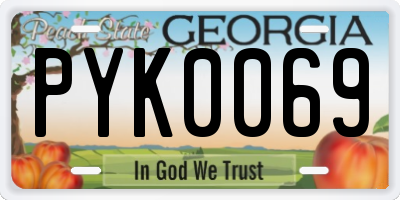 GA license plate PYK0069