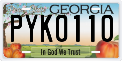 GA license plate PYK0110