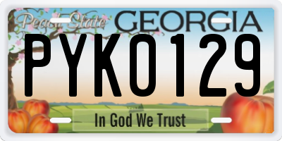 GA license plate PYK0129