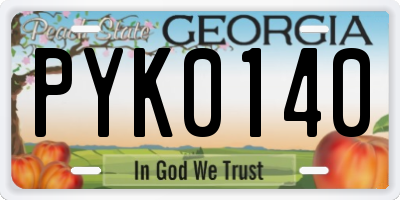 GA license plate PYK0140