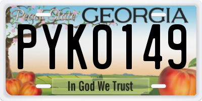 GA license plate PYK0149