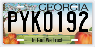 GA license plate PYK0192