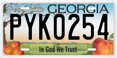 GA license plate PYK0254