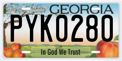 GA license plate PYK0280
