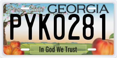 GA license plate PYK0281