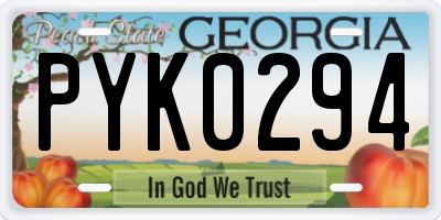 GA license plate PYK0294