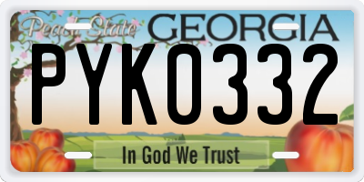 GA license plate PYK0332