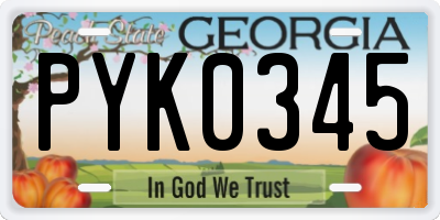 GA license plate PYK0345
