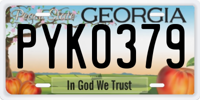 GA license plate PYK0379
