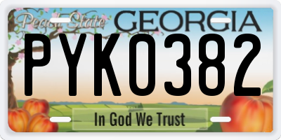 GA license plate PYK0382