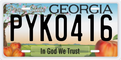 GA license plate PYK0416