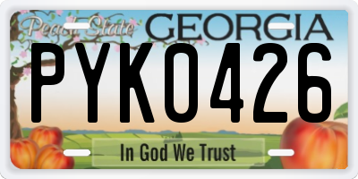 GA license plate PYK0426