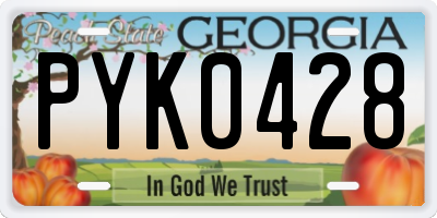 GA license plate PYK0428