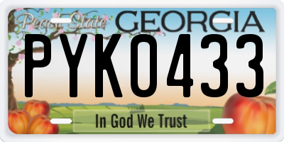 GA license plate PYK0433