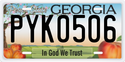 GA license plate PYK0506