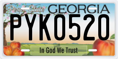 GA license plate PYK0520