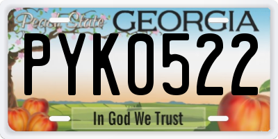 GA license plate PYK0522