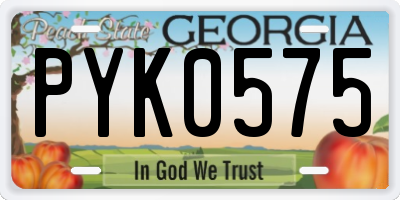 GA license plate PYK0575