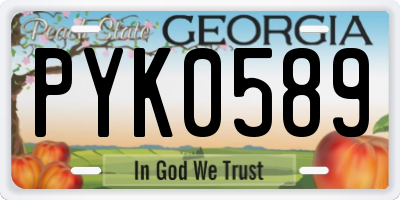 GA license plate PYK0589