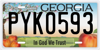 GA license plate PYK0593