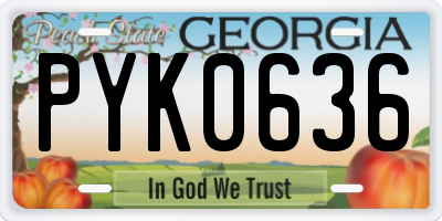 GA license plate PYK0636