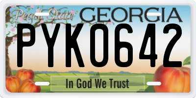 GA license plate PYK0642