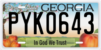 GA license plate PYK0643