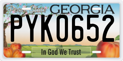 GA license plate PYK0652