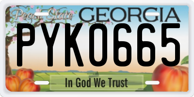 GA license plate PYK0665