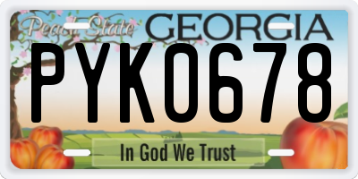 GA license plate PYK0678