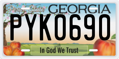 GA license plate PYK0690