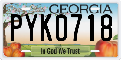 GA license plate PYK0718