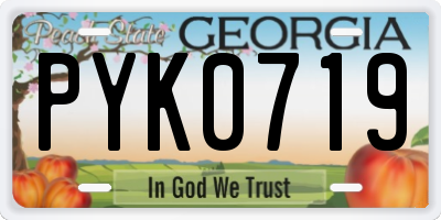 GA license plate PYK0719